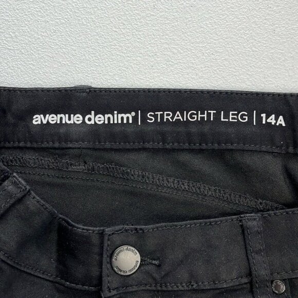 Avenue Denim Straight Leg Black High Rise Butter Stretch Jeans 14A NEW - Picture 9 of 13